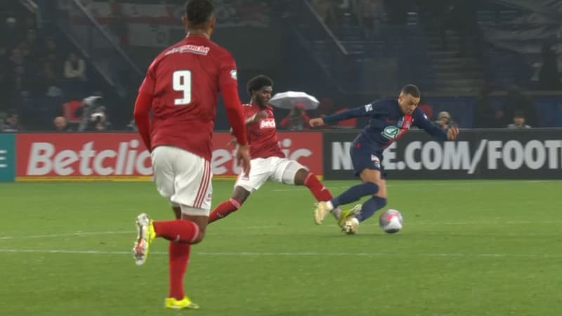 PSG-Brest: l’énorme semelle de Brassier qui a fait craindre une blessure de Mbappé