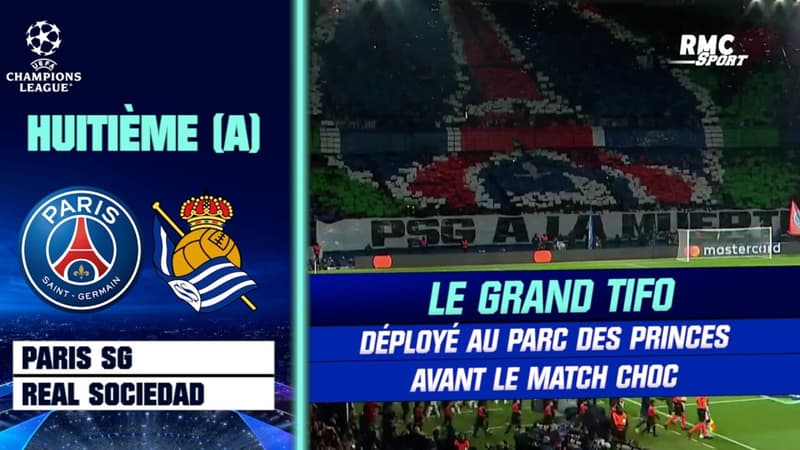 PSG – Real Sociedad : Le grand tifo déployé au Parc des Princes avant le match choc
