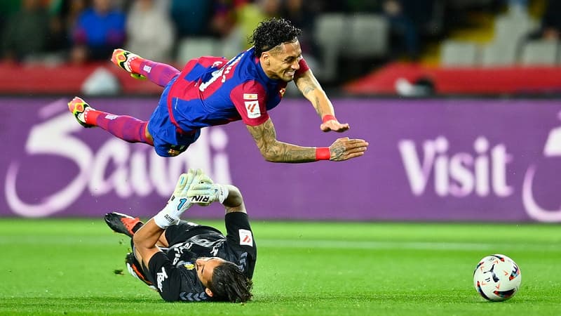 Liga: la sortie insensée du gardien de Las Palmas sur Raphinha, qui facilite la tâche à un Barça victorieux