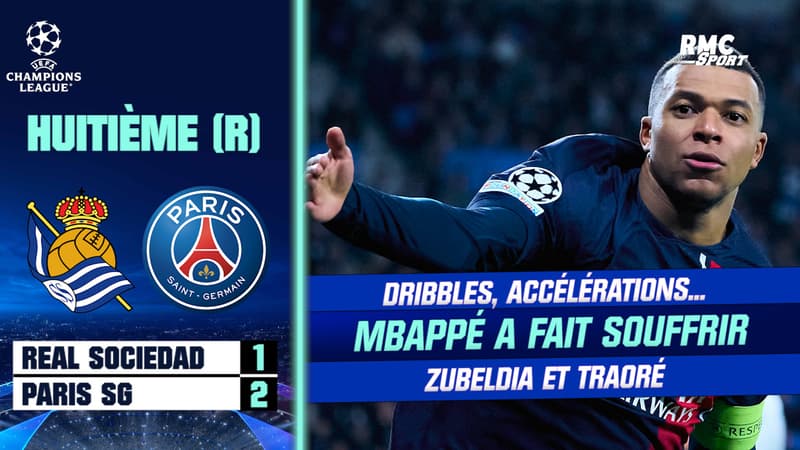 Real Sociedad 1-2 PSG : hormis son doublé, Mbappé a surtout mis au supplice Zubeldia et Traoré