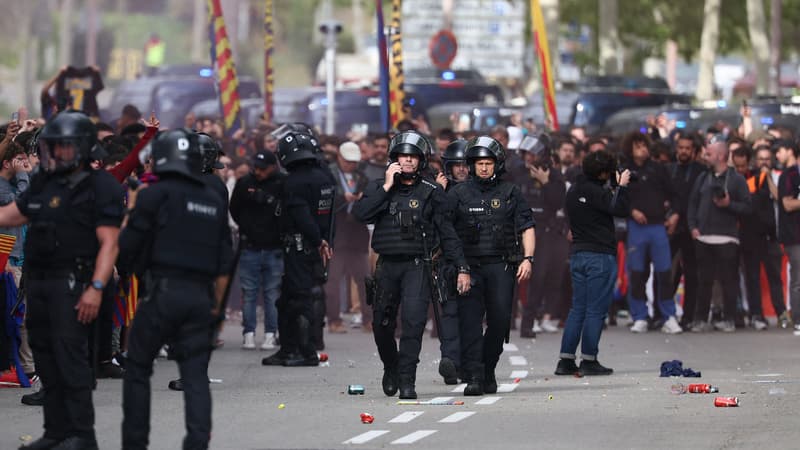 Barça-PSG: grosse ambiance et légères tensions entre supporteurs parisiens et catalans avant la rencontre