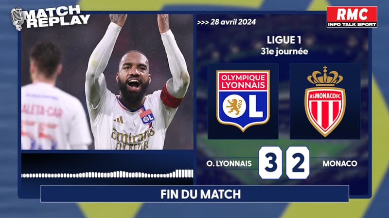 OL 3-2 Monaco : Lyon renverse l’ASM… et sacre le PSG, le goal replay du match
