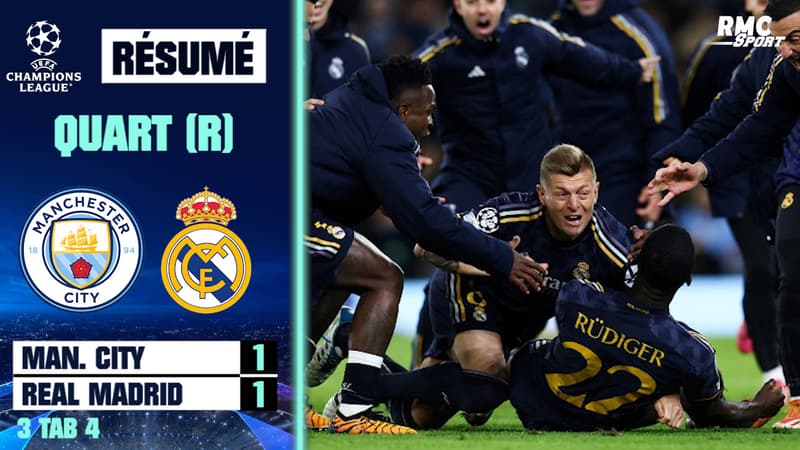 Résumé : Manchester City 1-1 (3tab4) Real Madrid (Q) – Ligue des champions (quart de finale retour)