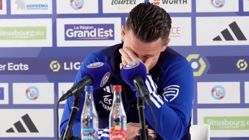 Strasbourg: les larmes de Kevin Gameiro, qui va jouer son dernier match à la Meinau avec le Racing