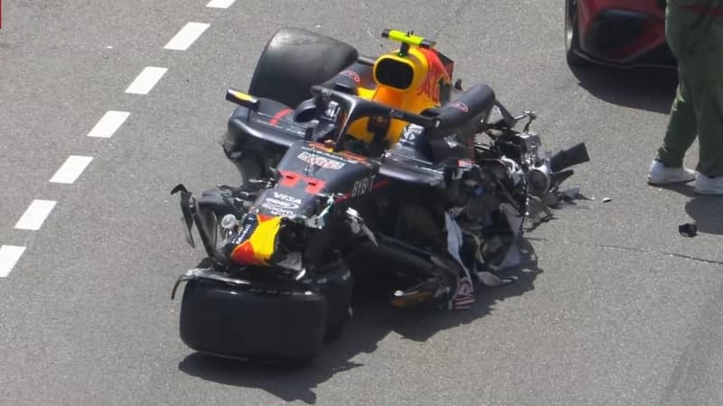 F1: les images effrayantes de la voiture de Perez après un gros crash au départ du GP de Monaco