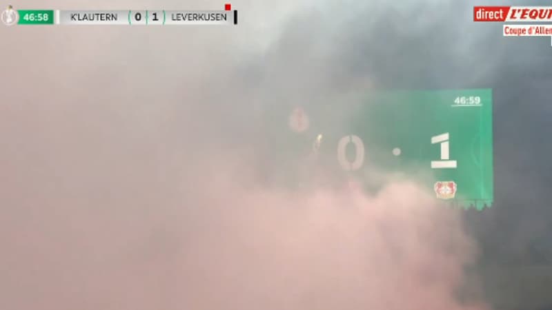 Coupe d’Allemagne: la finale Kaiserslautern-Leverkusen interrompue à cause de feux d’artifices et de fumigènes