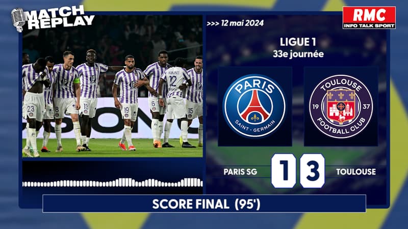 PSG 1-3 Toulouse : La dernière au Parc de Mbappé gâchée, le goal replay avec les commentaires RMC